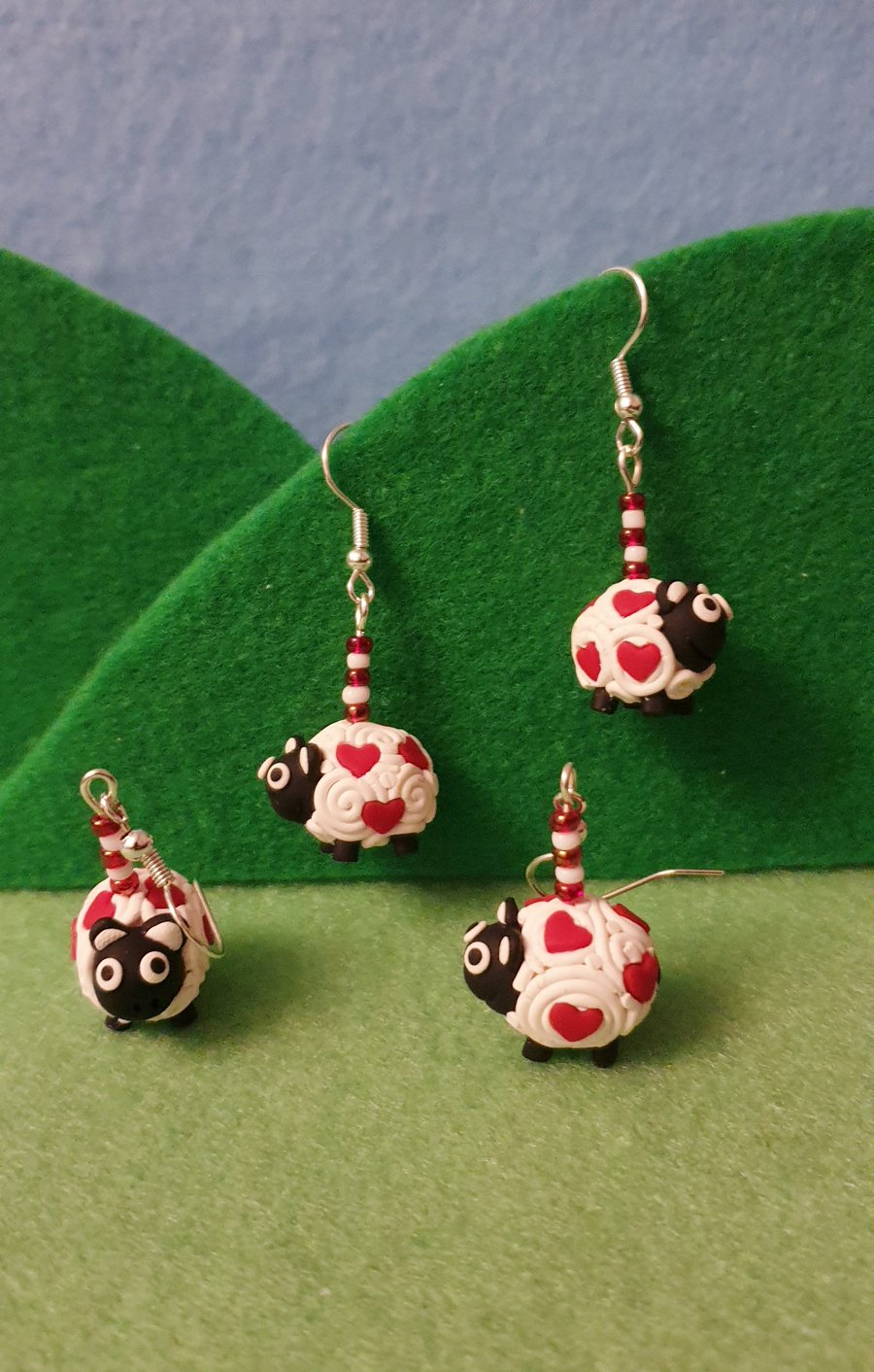 Adorable handmade Valentines Sheep earrings