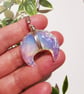 Moon necklace Opalite silver stone pendant, pretty silver necklace gift for her, - Image 3