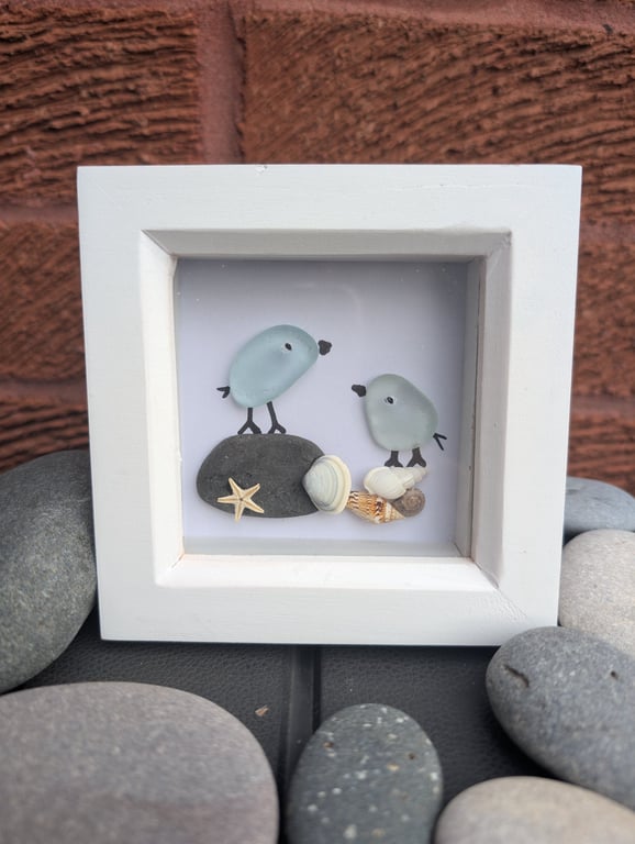 Sea glass bird frame