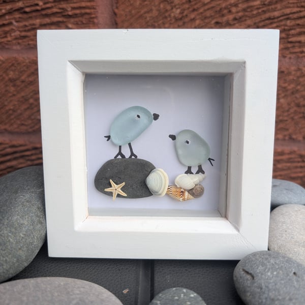 Sea glass bird frame