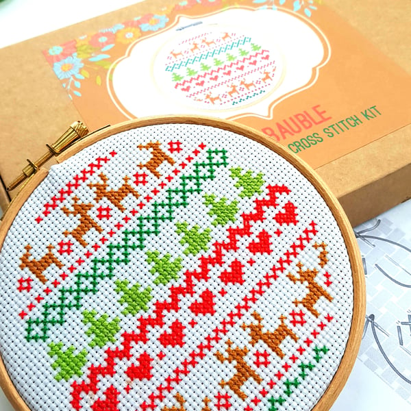 Christmas Fair Isle Cross Stitch Kit 