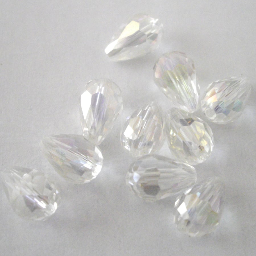 10 x AB Clear Crystal Teardrop Beads 