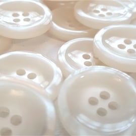 15mm off-white pearly buttons, pack of 20, 4-hole buttons