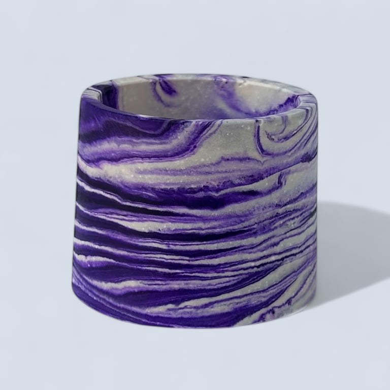 Small Purple Marbled Plant Pot - 7.5 cm Violet Mini Succulent Pot 