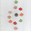 ChrissieCraft pack of 10 assorted colourful wooden CHRISTMAS BAUBLE craft button