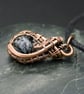 Copper Wire Weave Wrapped Snowflake Obsidian Pendant - Image 3