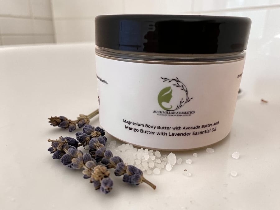 Magnesium Body Butter with Lavender Essential Oil.