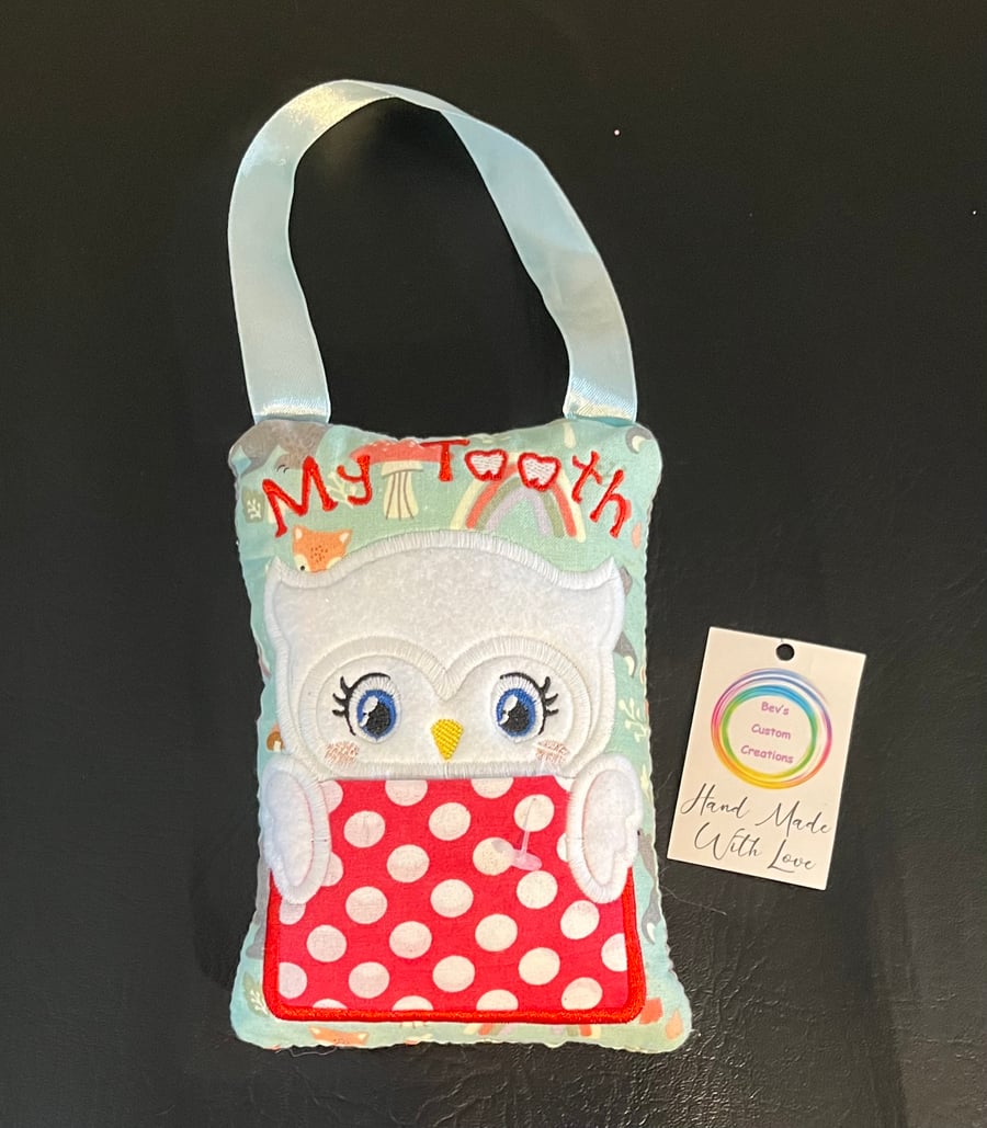 Embroidered Tooth fairy Pillow, owl