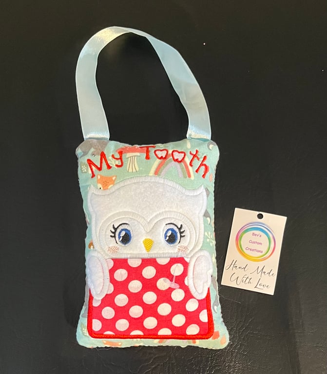 Embroidered Tooth fairy Pillow, owl