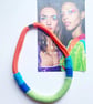 Lime and blue Knotted Rope Statement Necklace, Chunky Statement Handmade Jewelry - Image 7