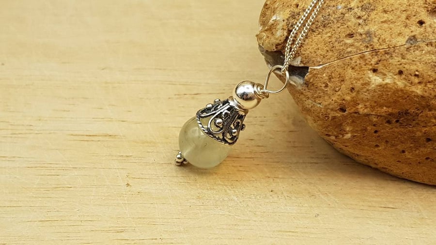 Small Prehnite pendant. Libra jewellery