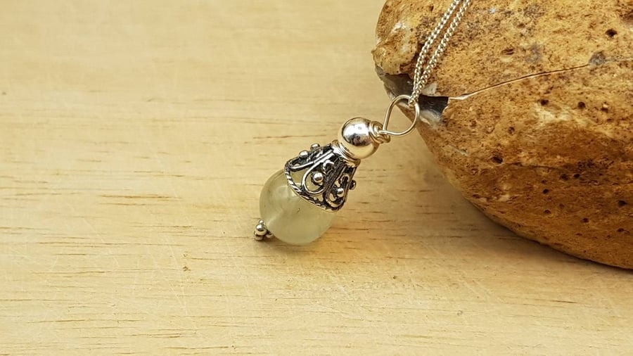 Small Prehnite pendant. Libra jewellery