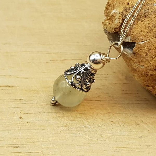 Small Prehnite pendant. Libra jewellery