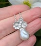 Pearl and flower necklace, bridal jewellery - Image 3