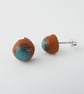 Blue Green Ceramic Stud Earrings - Image 4