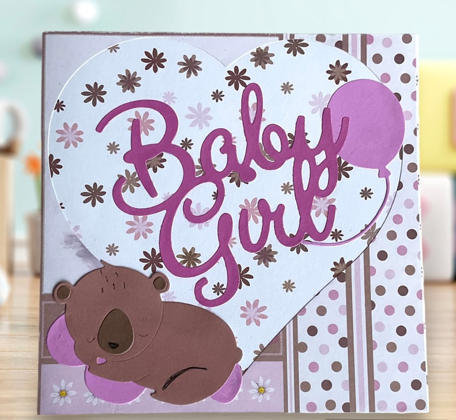 Card. New baby girl card.