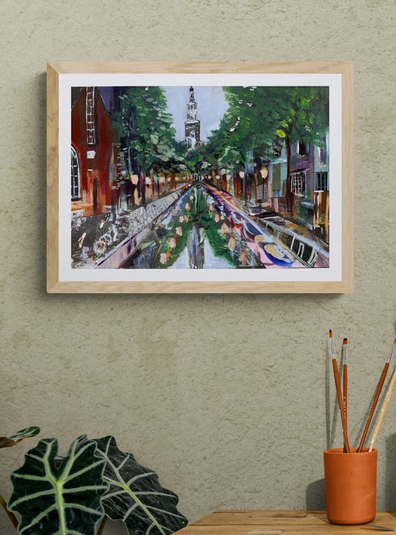 A4 print of Amsterdam scene on 250 gsm Fedrigoni card