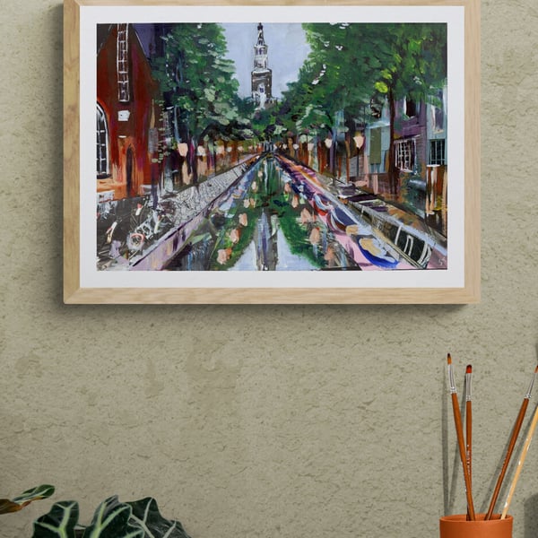 A4 print of Amsterdam scene on 250 gsm Fedrigoni card