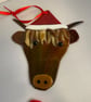 Fused Glass Highland Cow Christmas Decoration