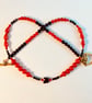 Red Bamboo Coral Necklace With Black Spinel, Onyx And Swarovski Butterfly - Image 6