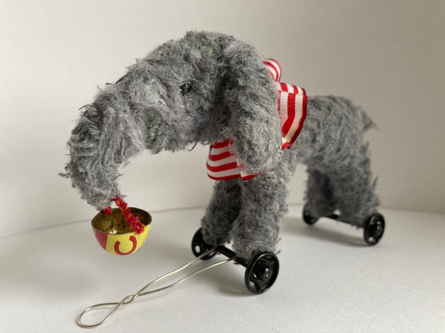Primitive Miniature Elephant on Wheels
