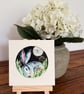 Mounted Circular Original Resting Hare Rabbit in Moonlight Watercolour  - Image 4