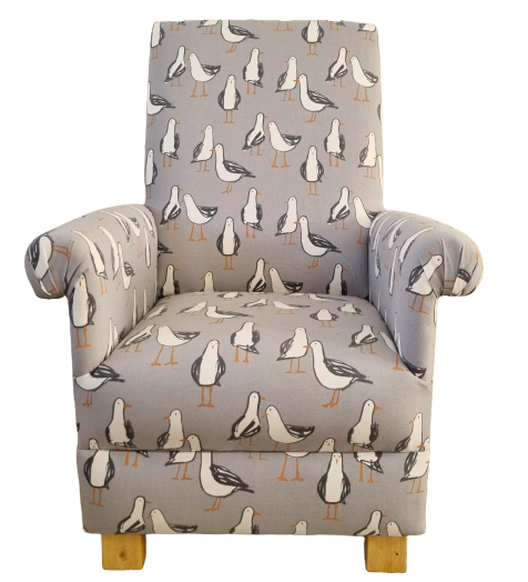 Adults Armchair Clarke Seagulls Laridae Grey Fabric Chair Coastal Birds Gulls