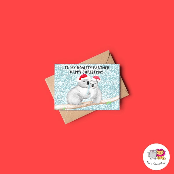 Koala Bear Christmas Card, A6 Christmas Card, Cute Animal Christmas Card