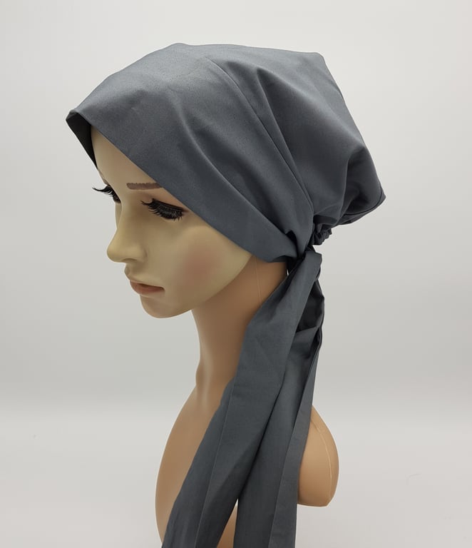 Nurse hair cover, surgical scrub cap, grey chef hat, chemo head wear for women