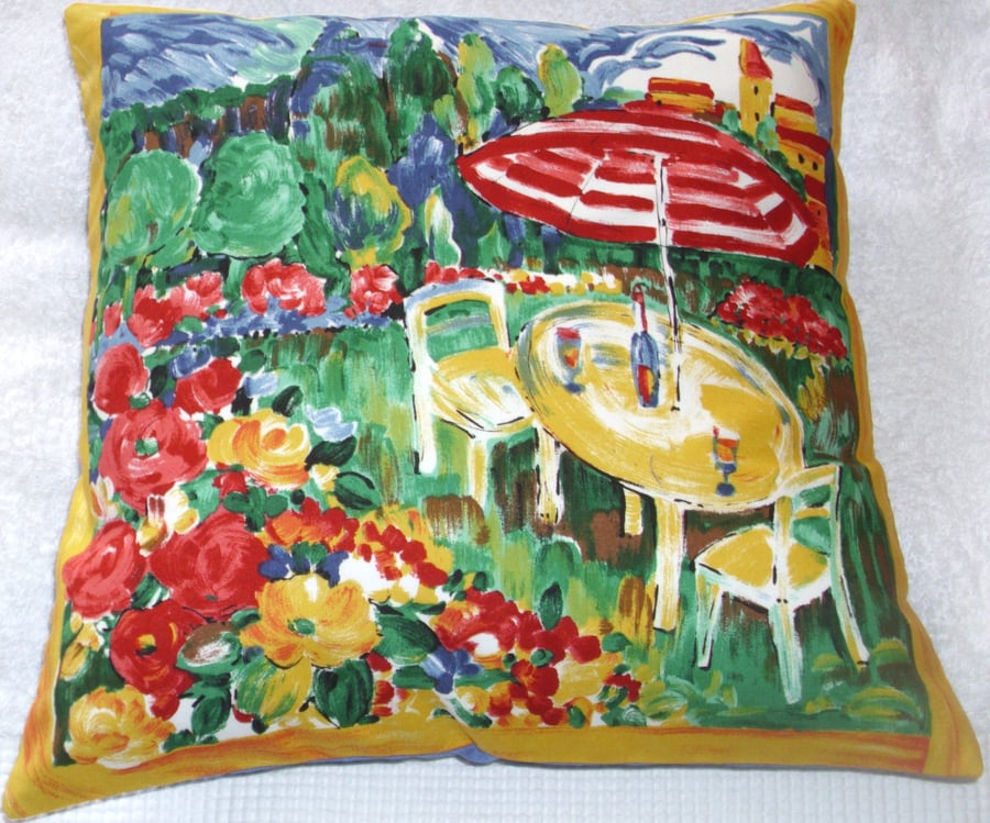 St Tropez on the patio cushion