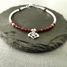 Garnet Noodle Bracelet with Sterling Silver Infinity Heart Charm 
