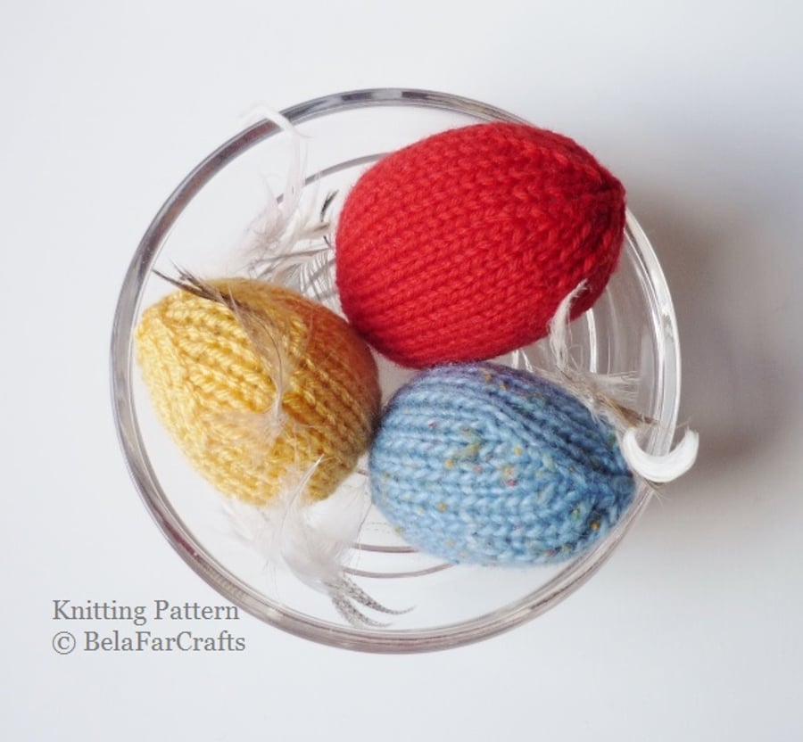 KNITTING PATTERN - Eggs Decorations - Knitting for beginners - PDF file pattern