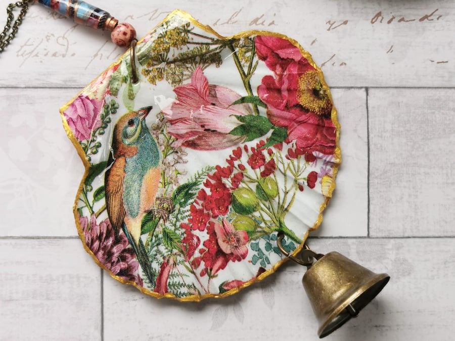 Large Scallop Shell Hanging Ornament 