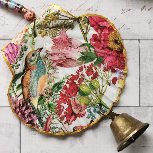 Large Scallop Shell Hanging Ornament 