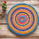 Bright crochet African flower mandala doily table mat