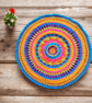 Bright crochet African flower mandala doily table mat