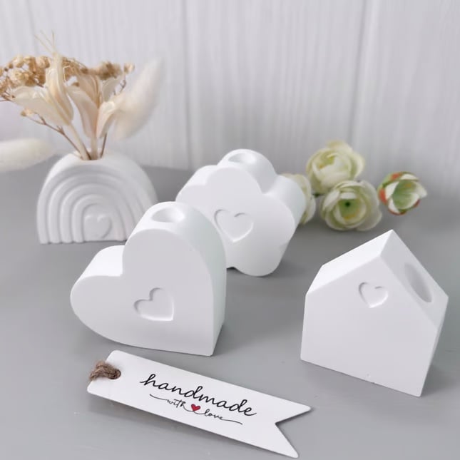 White Mini Clay Vase - Handmade Decorative Pot 