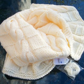 Baby Blanket, Chunky, Hand Knit, size 29" by 37"