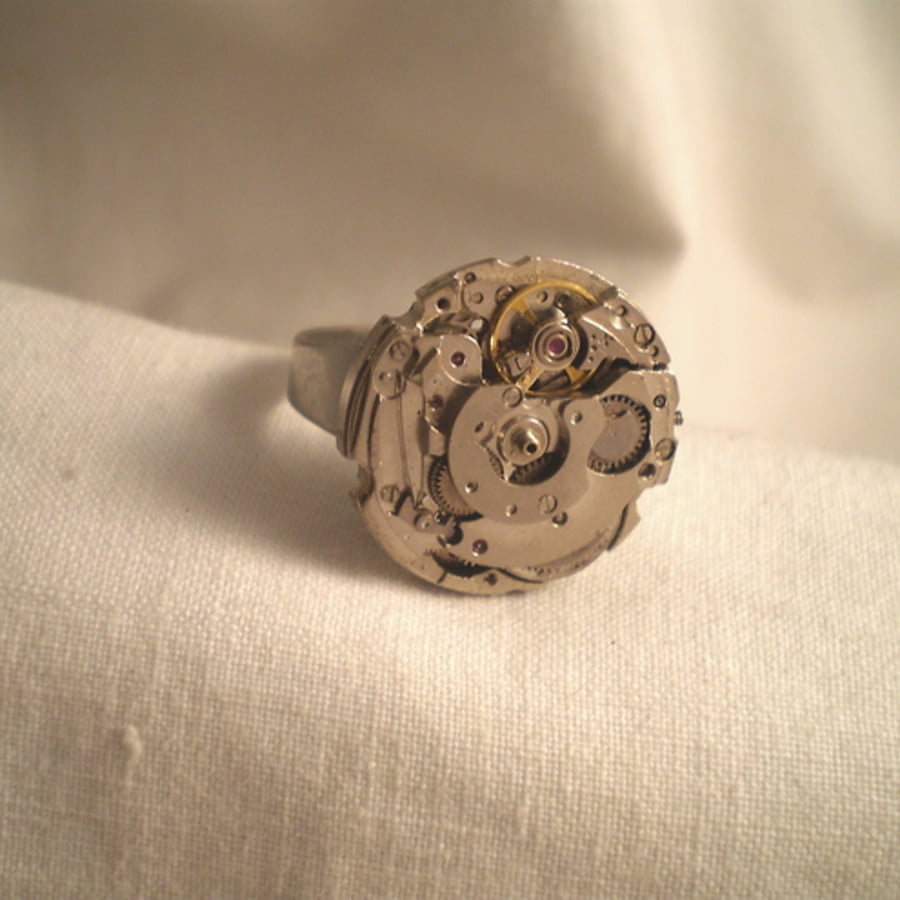 Steampunk Time On My Hand Ring - Folksy