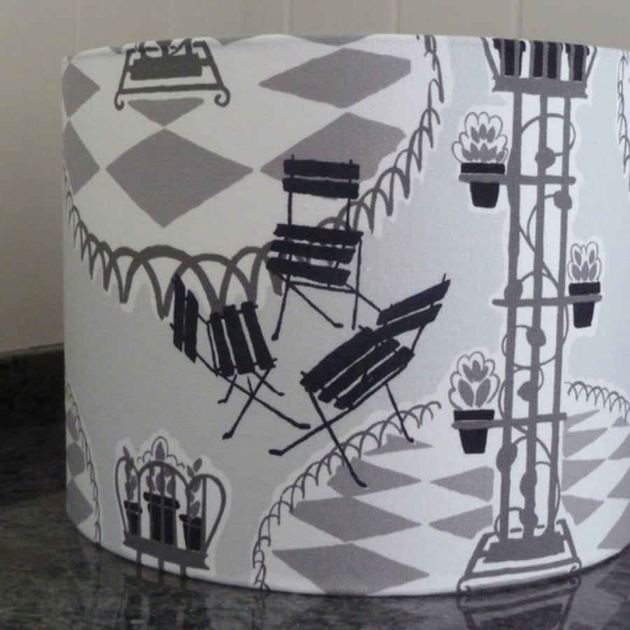 'Roman Holiday' Mulberry fabric covered drum lampshade