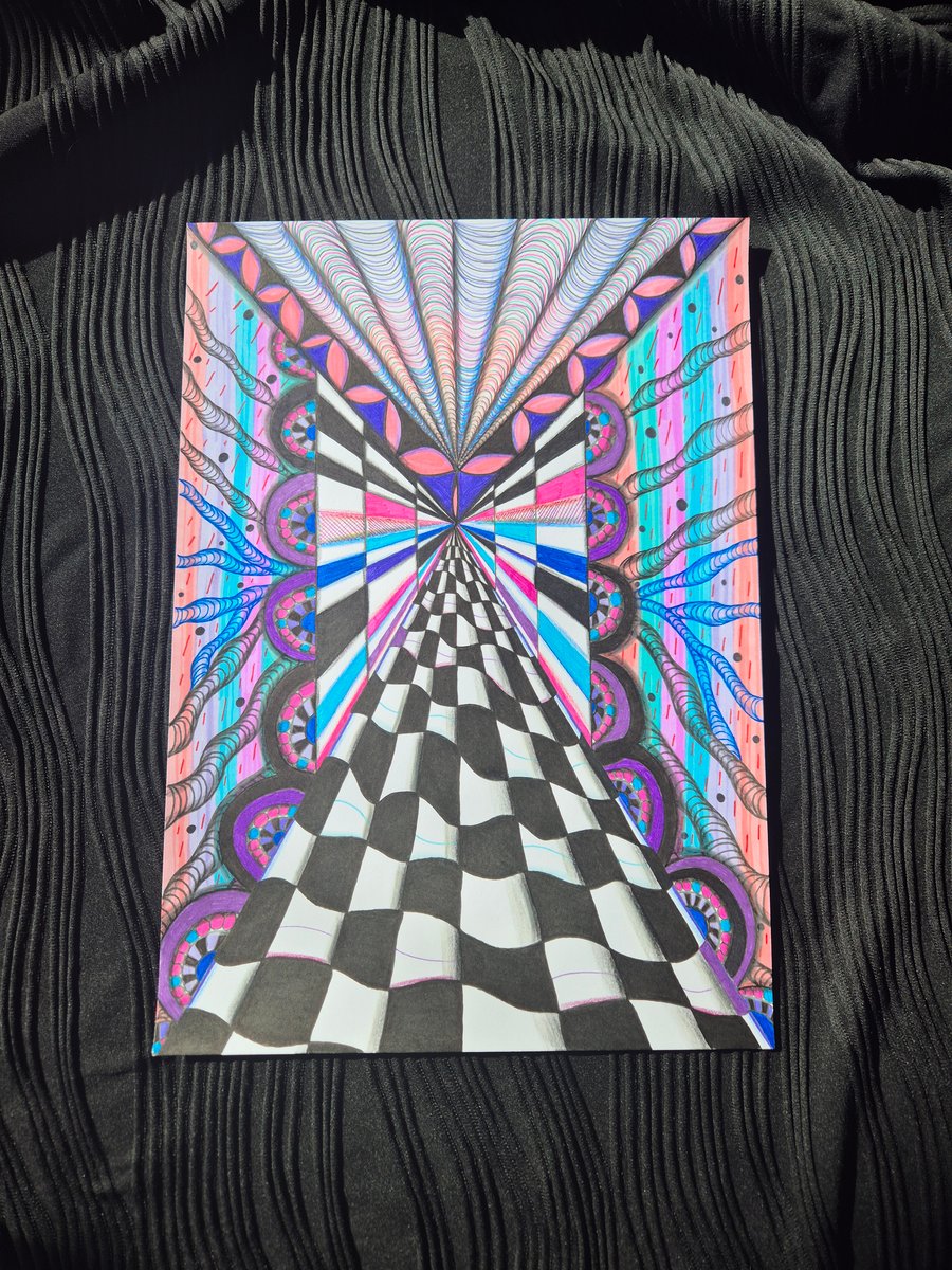 Original Abstract Art - A4 Unframed Trippy Psychedelic Pattern Art - Perception