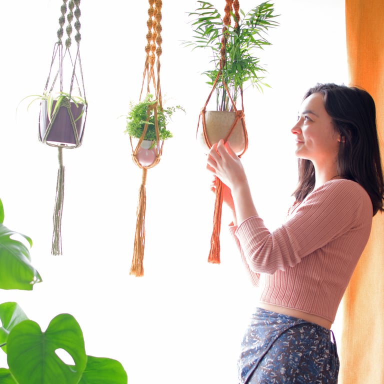 Large Colourful Macrame Plant Hanger 