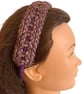 Purple Hair Band Headband Adjustable Tie to Fit Hair Accessory Knitted by Hand - Image 4