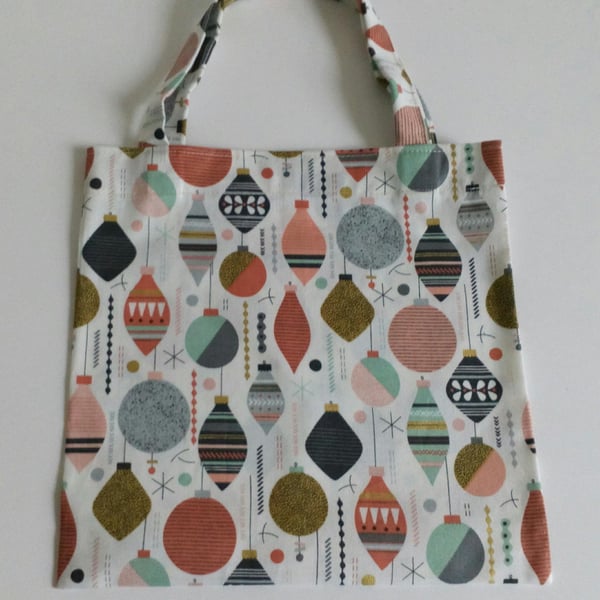 Xmas gift bag, baubles, gifts, 100% cotton bag, Christmas gift bag, gift wrap