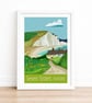 Seven Sisters Seaford travel poster print by Susie West