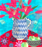 Lilies Collage Fine Art Square Handmade Greeting Card - Image 1