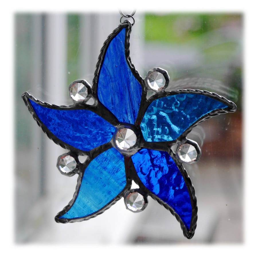 Starfish Suncatcher Stained Glass Handmade 006 Blue Handmade
