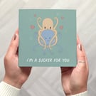 Octopus Valentine's Card, Pun Valentine's Day Card for Her or Him