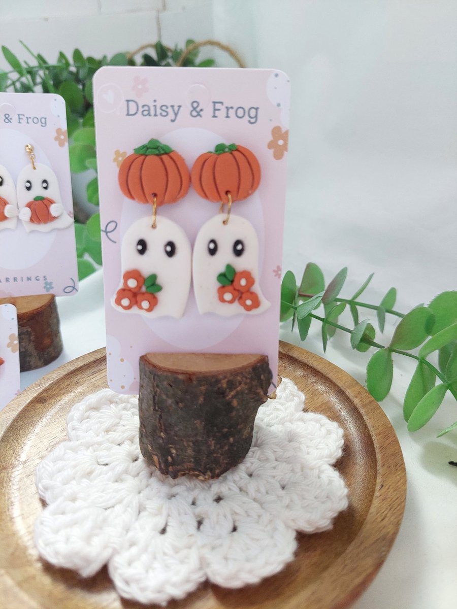 Cute ghost pumpkin dangle earrings 