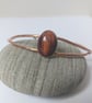 Hammered Copper Cuff Bangle with Tigers Eye Gemstone and Silver - Image 4